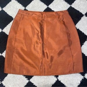 BALENCIAGA PARIS SPRING ‘11 ORANGE SATIN MINI SKIRT W/ POCKET AND SILK LINING